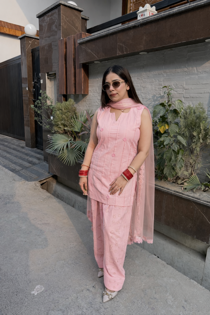 Floral Daisy cotton kurta suit
