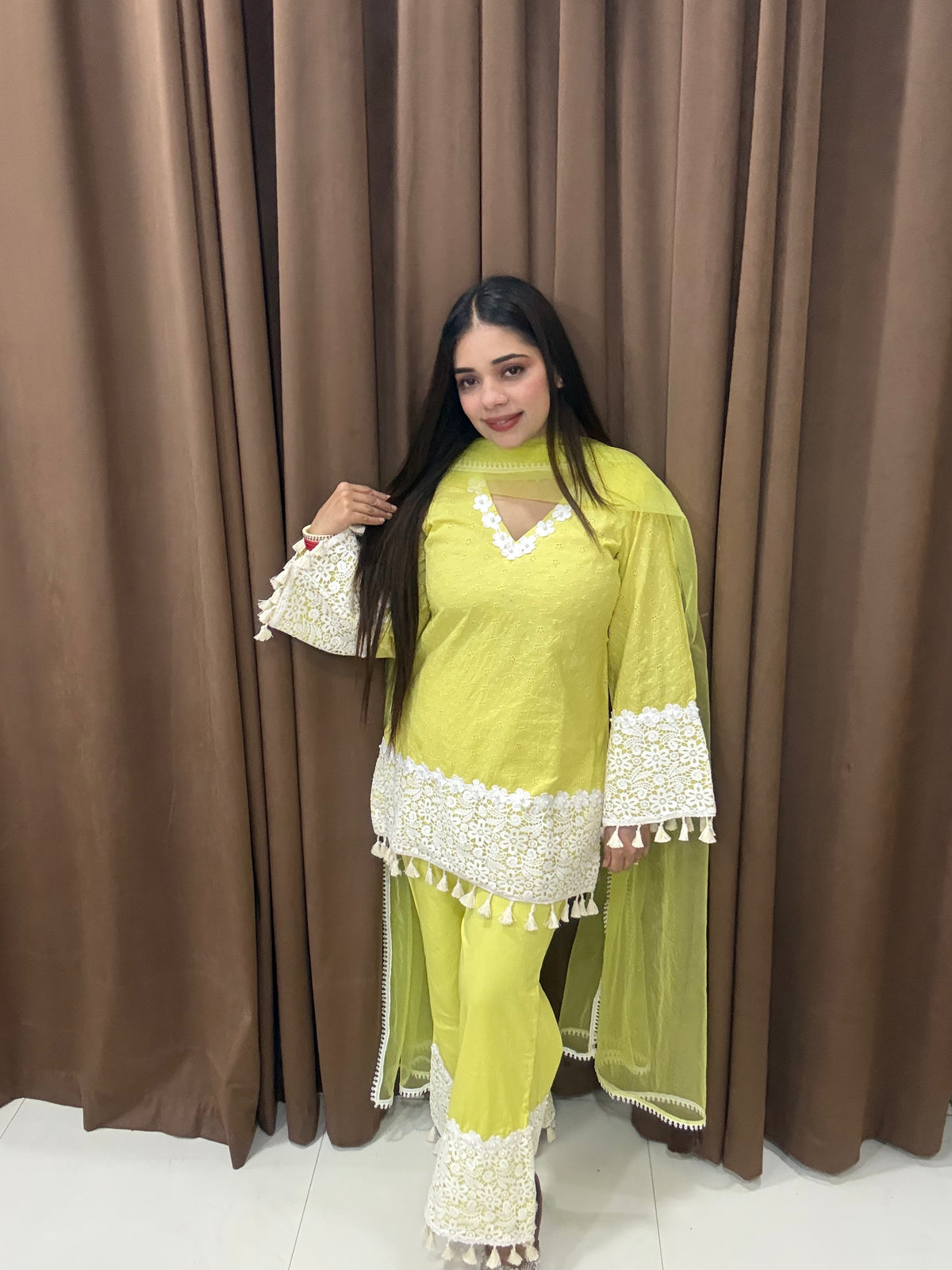 Elara schiffli cotton suit