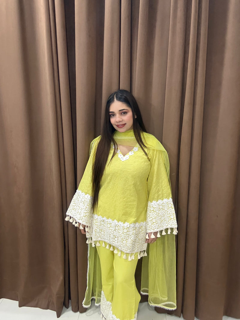Elara schiffli cotton suit