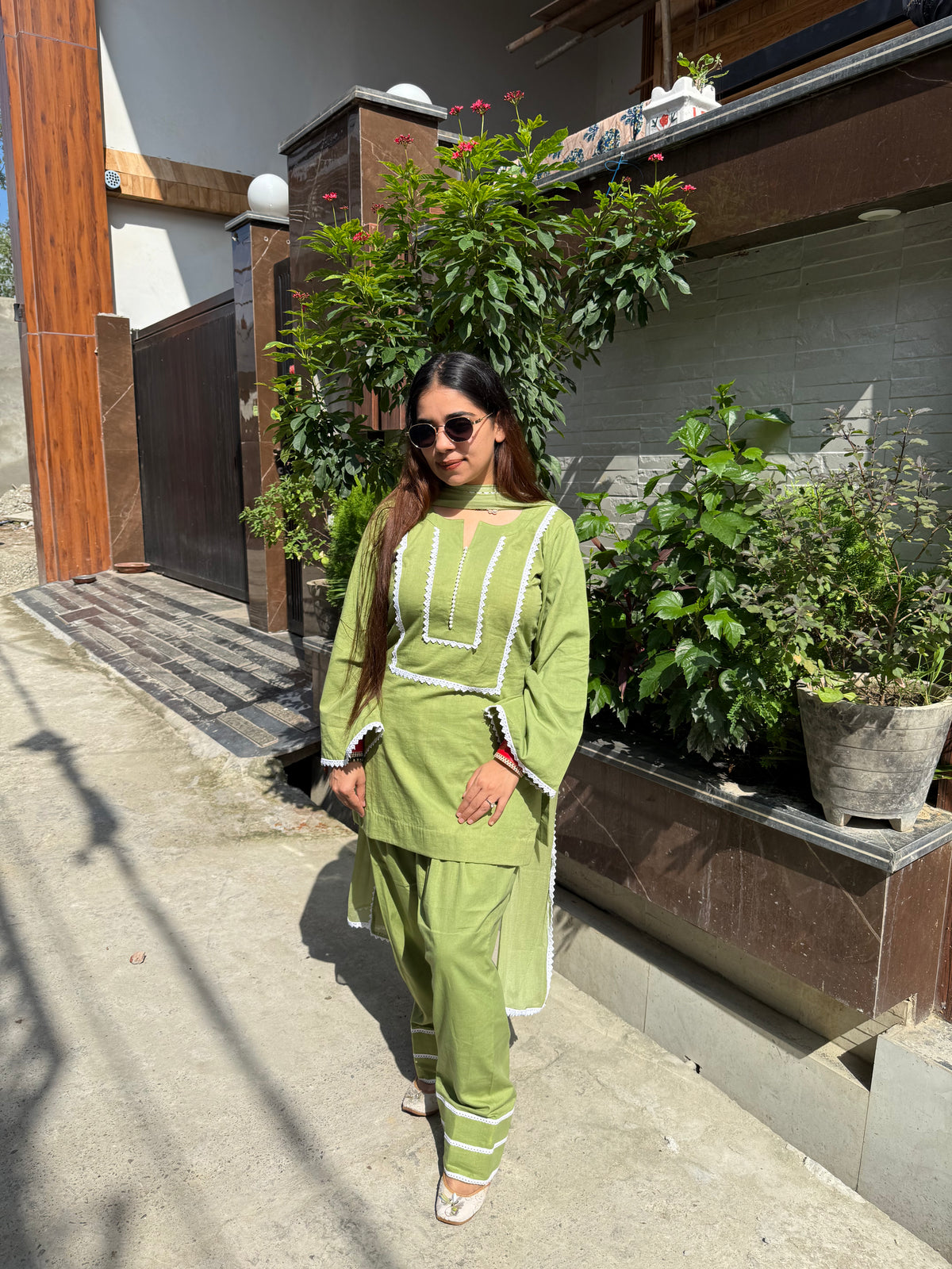 Sage cotton farshi salwar suit
