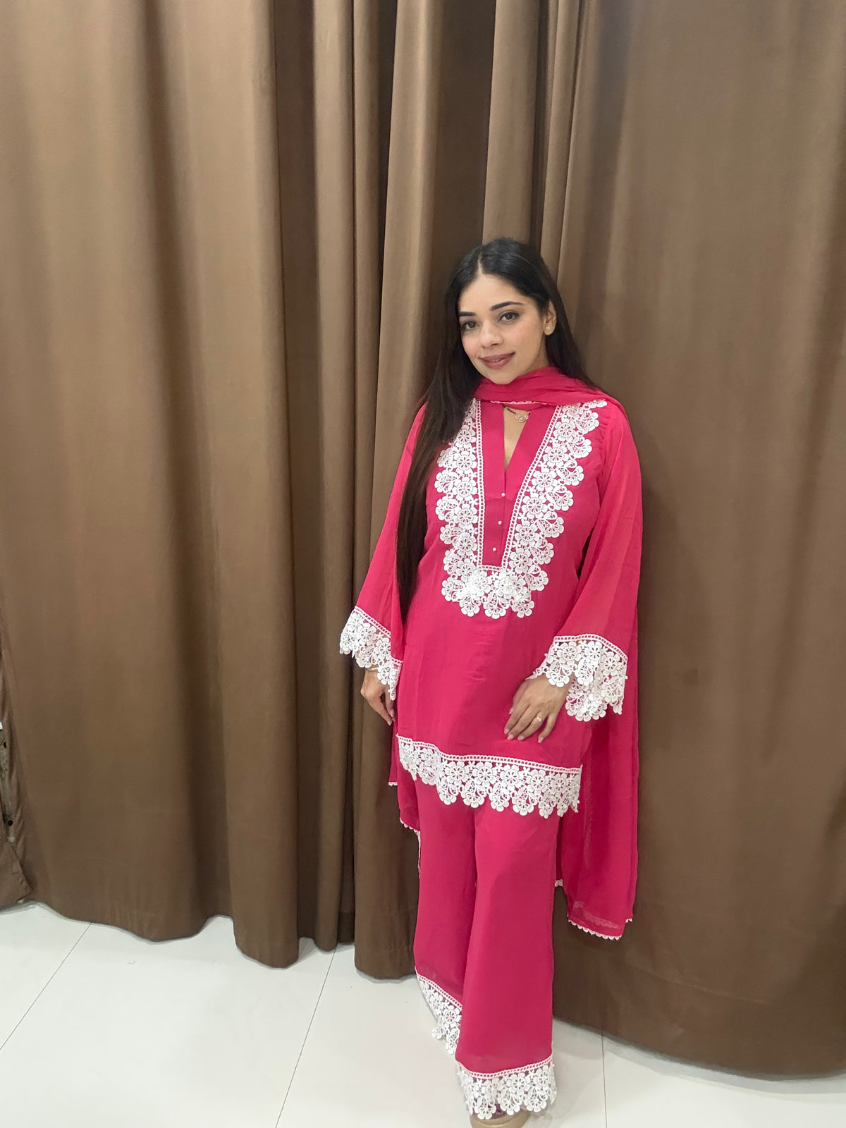 Meher pure georgette suit | Pink