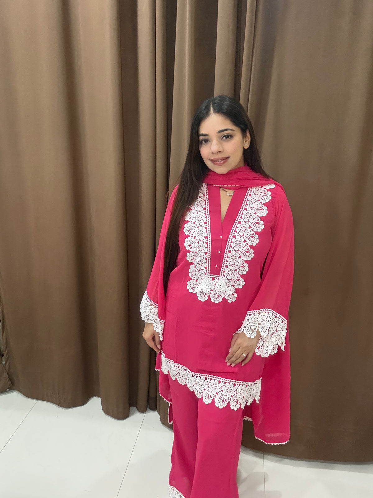 Meher pure georgette suit | Pink