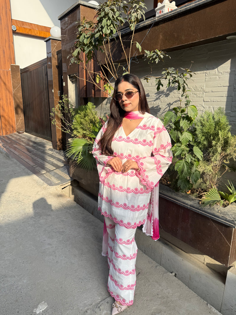 Tiara embroidery cotton suit