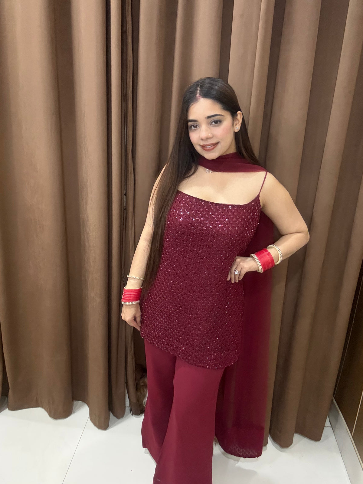 Sangria handwork cutdana suit
