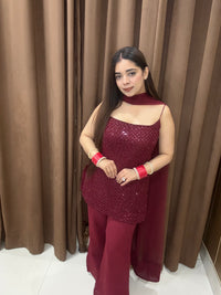 Sangria handwork cutdana suit