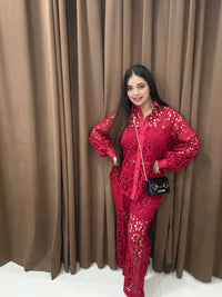 Scarlet Cotton Schiffli cordset