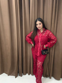 Scarlet Cotton Schiffli cordset