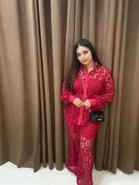Scarlet Cotton Schiffli cordset