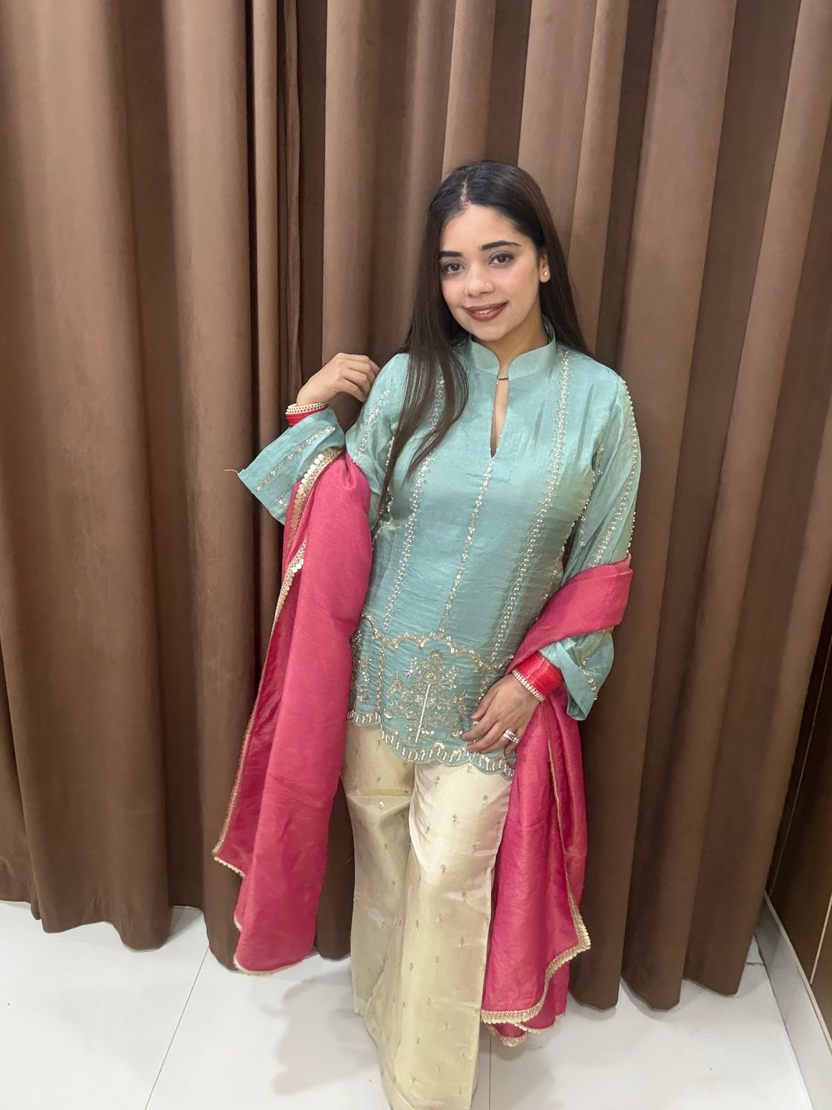 Kiara silk tissue handwork suit