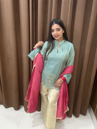 Kiara silk tissue handwork suit