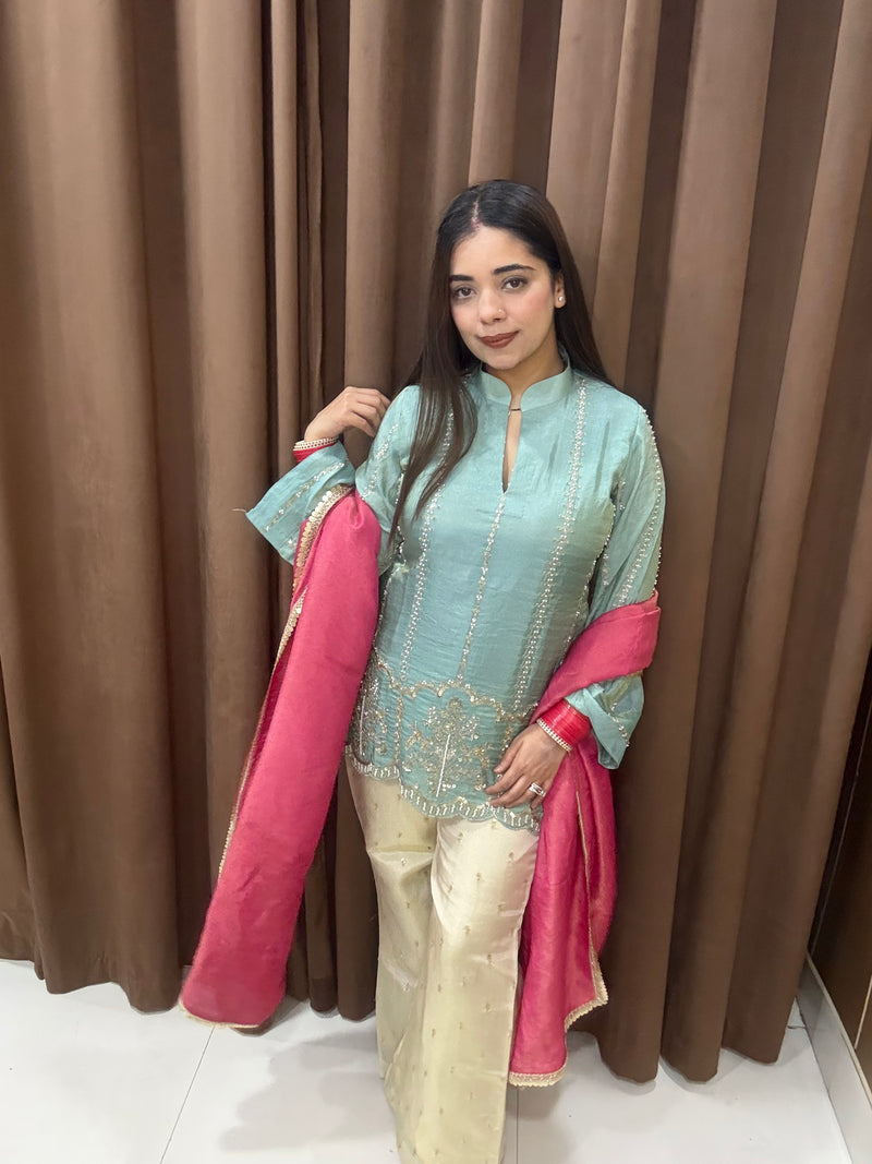 Kiara silk tissue handwork suit