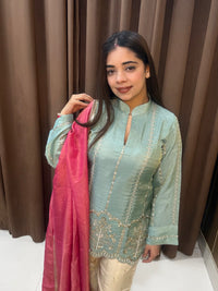 Kiara silk tissue handwork suit