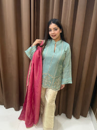 Kiara silk tissue handwork suit