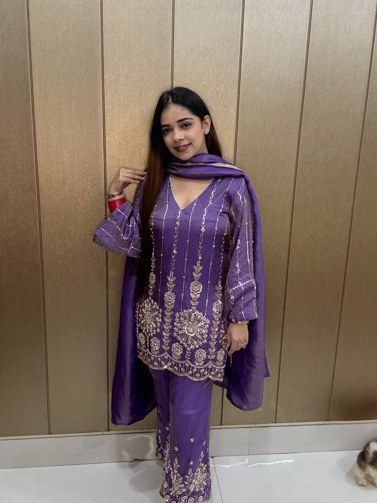 Gulrukh silk tissue suit