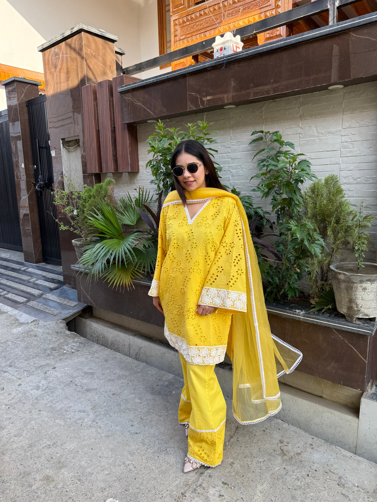 Sunshine schiffli cotton suit