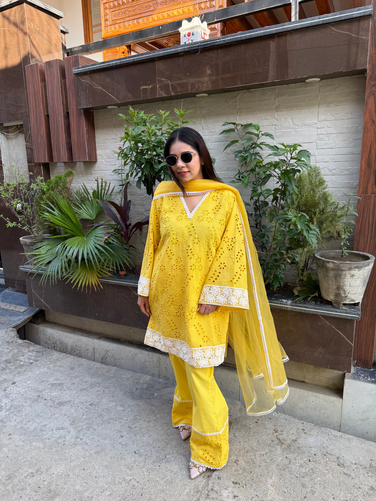 Sunshine schiffli cotton suit