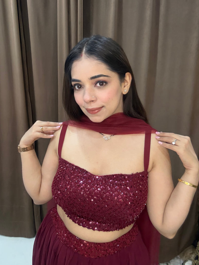 Noor handwork cutdana lehenga