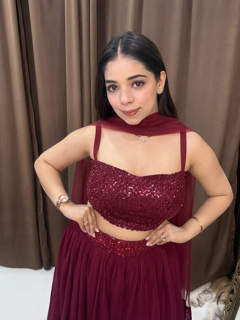 Noor handwork cutdana lehenga