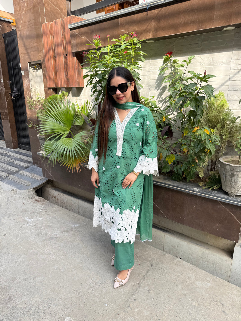 Emerald schiffli suit