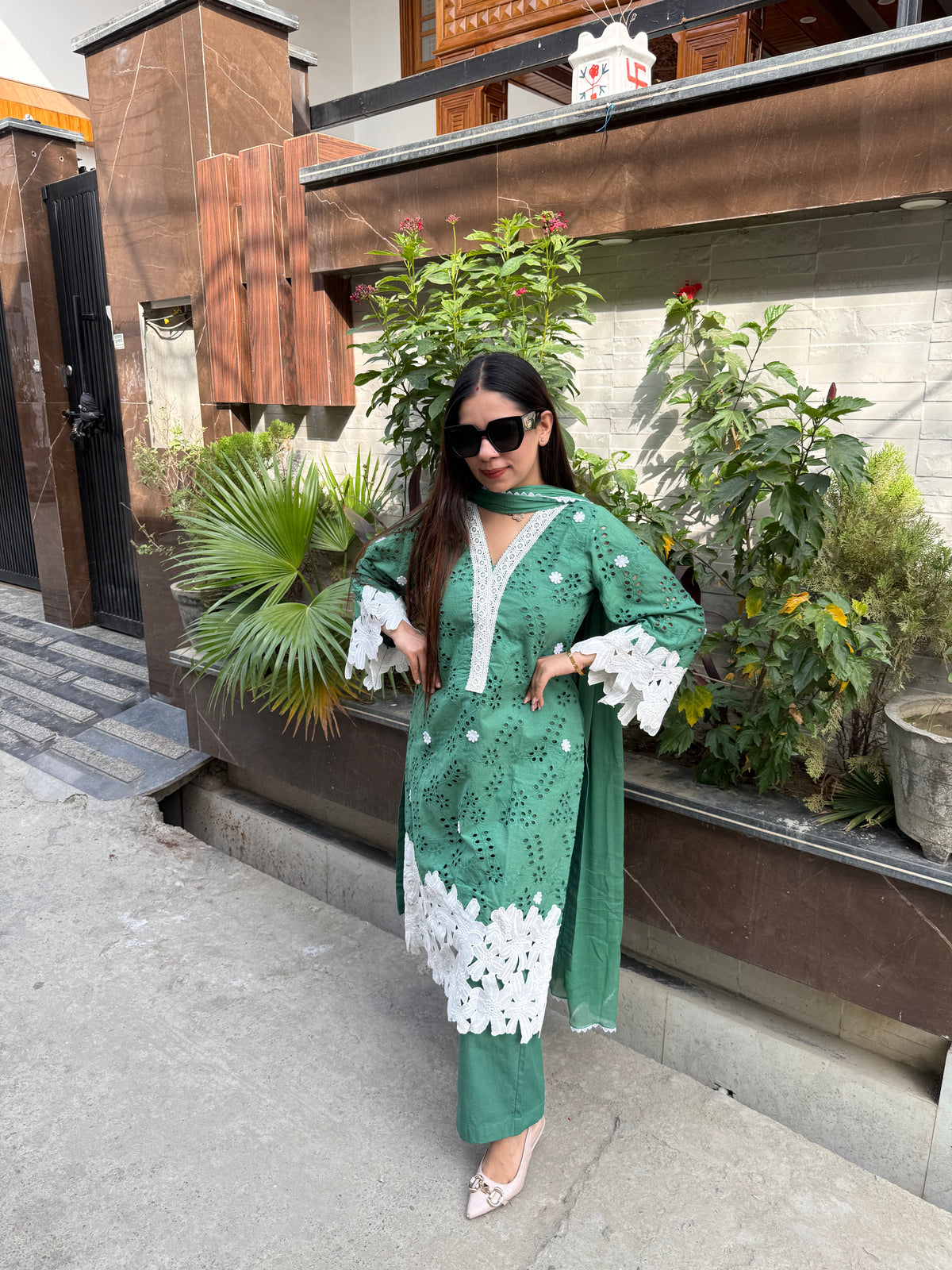 Emerald schiffli suit