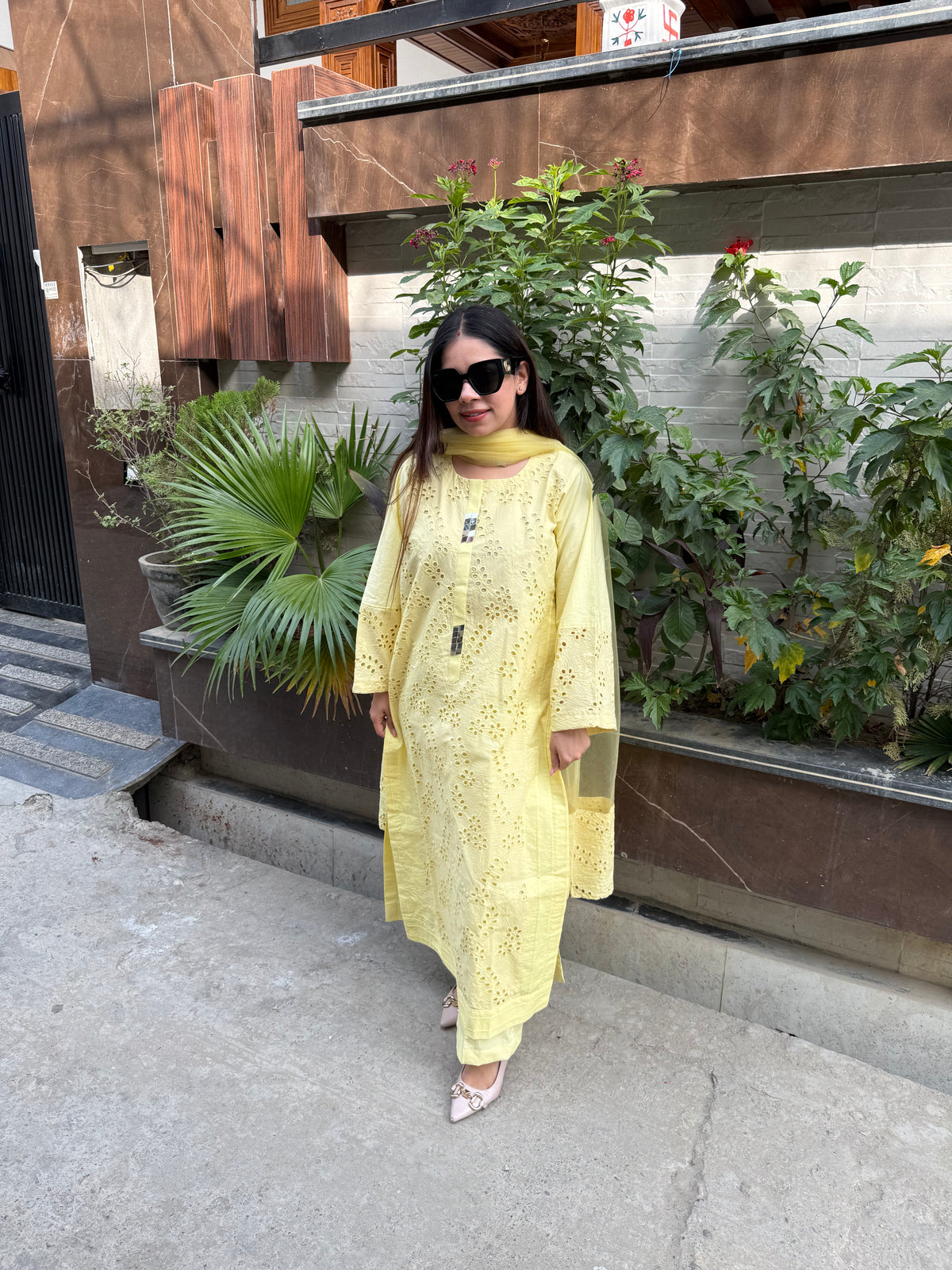 Zarina schiffli pintex suit