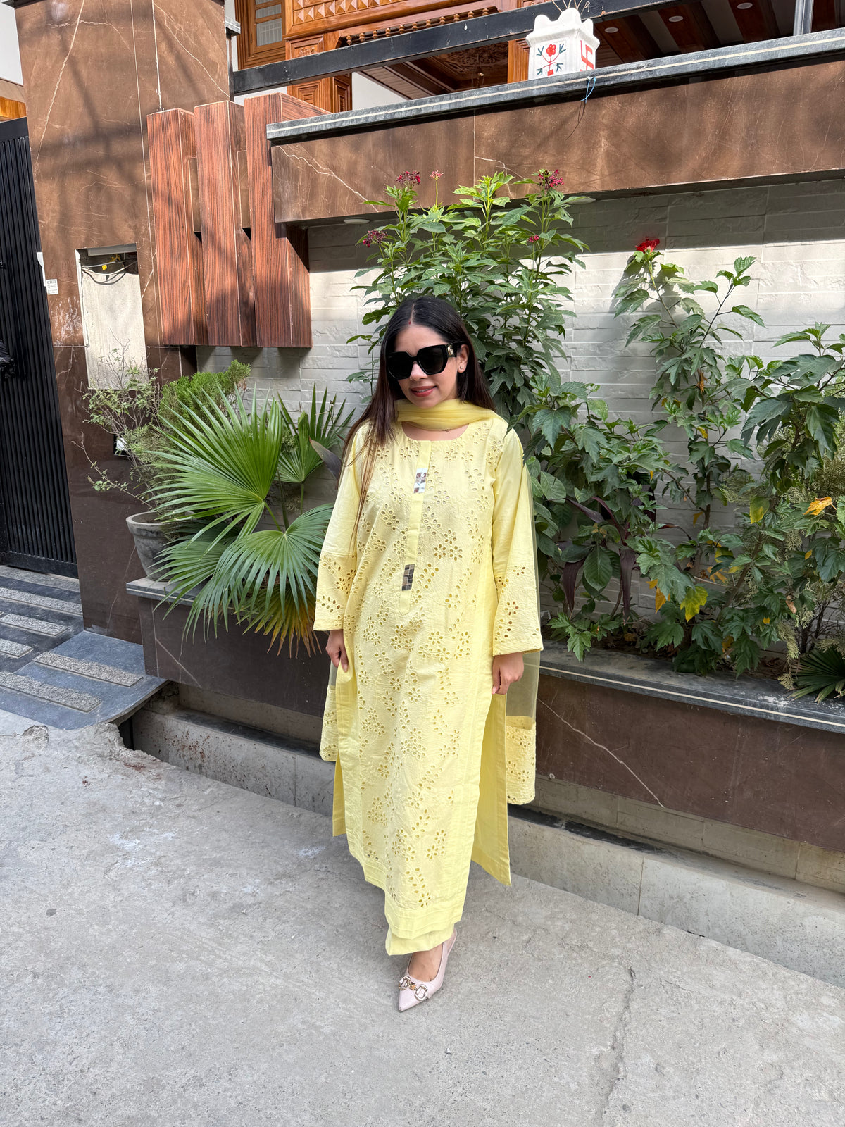 Zarina schiffli pintex suit
