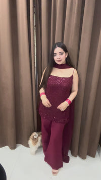 Sangria handwork cutdana suit