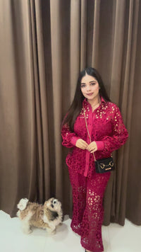 Scarlet Cotton Schiffli cordset